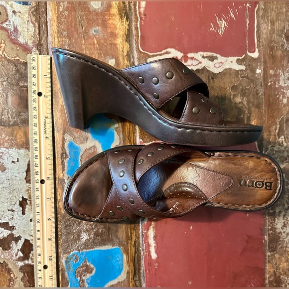 Born Leather Wedge Sandals - Picture 5 of 6